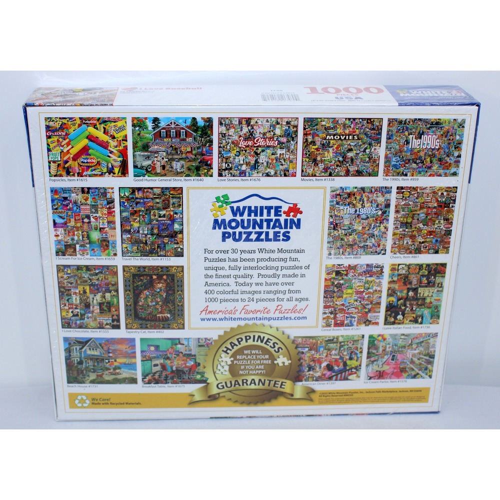 White Mountain Puzzles I Love Baseball 1000 Piece Jigsaw Puzzle Charlie Girard - Picture 2 of 2